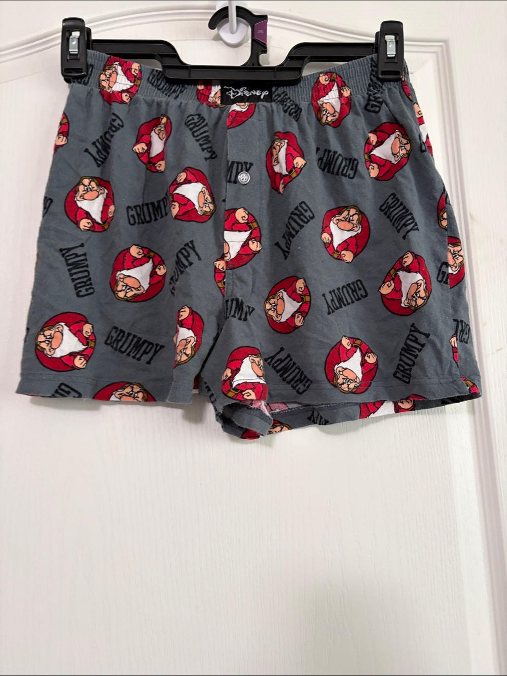 Disney Grumpy Print Lounge Shorts - Gray & Red